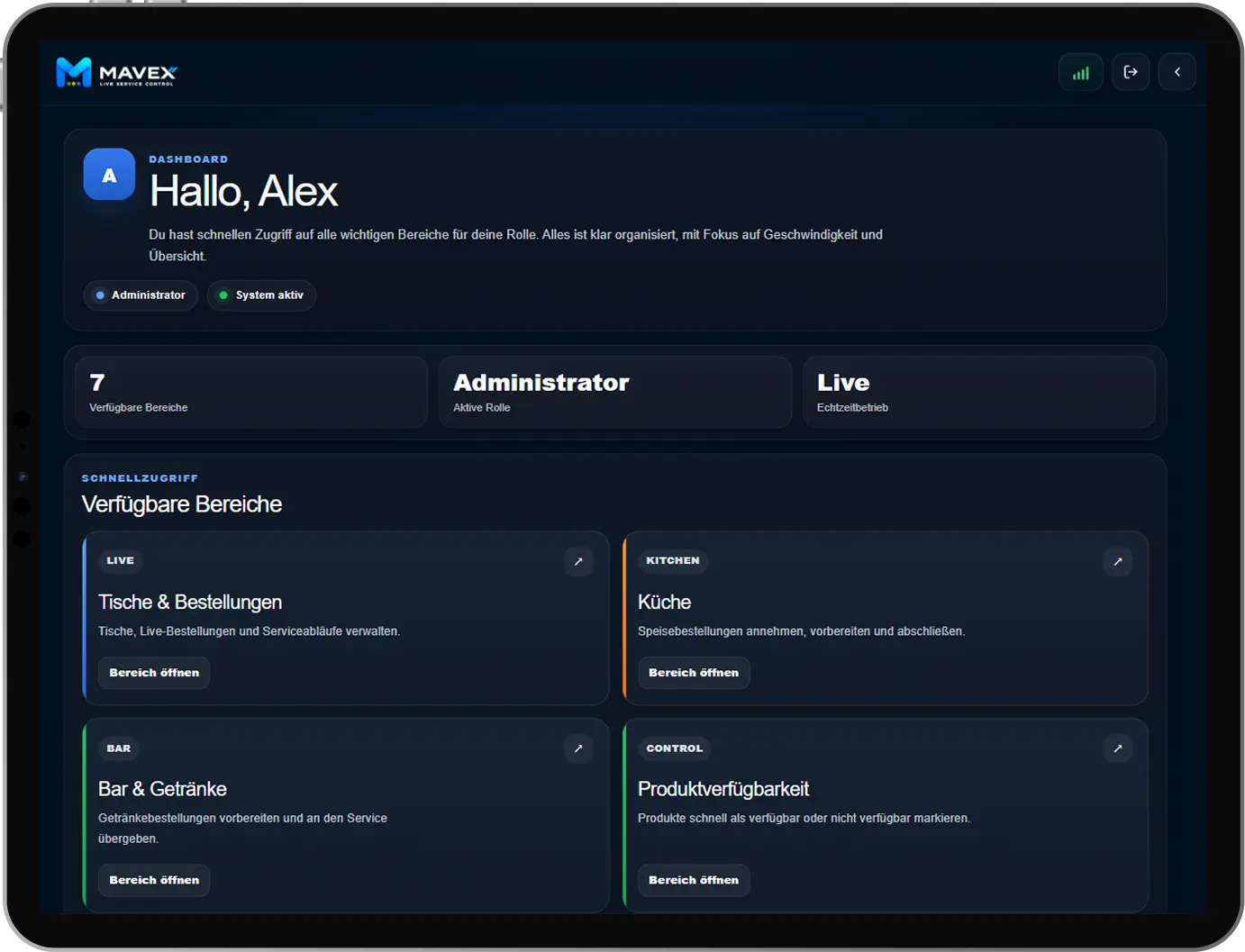Dashboard Mavex Mockup